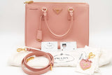 Prada Pink Saffiano Leather Galleria Double Zip Tote Bag Eb0826ixzsa