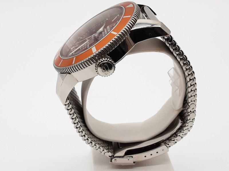 Breitling 46 Superocean Hertiage Orange Dial Bezel Steel Watch Do0825oxzxde