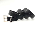 Saint Laurent Cassandre Black Leather Belt & Silver-tone Buckle Fw0225oxzdu