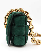 Bottega Veneta Padded Chain Cassette Bag In Emerald Green Suede Fw0926eordu