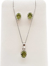 Peridot 0.925 Sterling Silver 4.5g Necklace Stud Earrings Ensemble Do0925lide