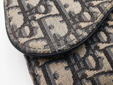 Christian Dior Saddle Pouch With Chain In Blue Oblique Jacquard Fw1026wzxdu