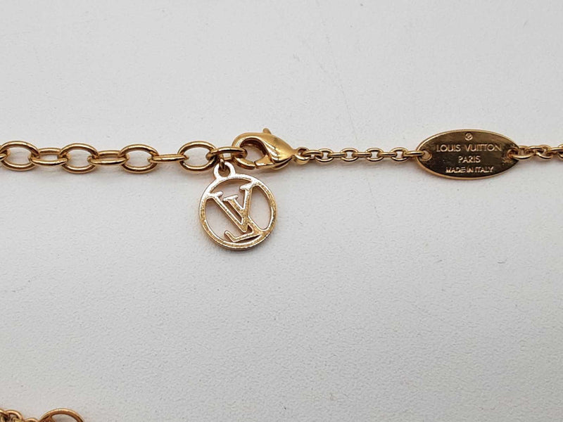Louis Vuitton Essential V Faux Pearl Goldtone 6.7g Necklace 17.5 In Do0525lcrde