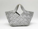 Bottega Veneta Intrecciato Silver Woven Canvas Mini Tote Bag Fw0225ozzdu