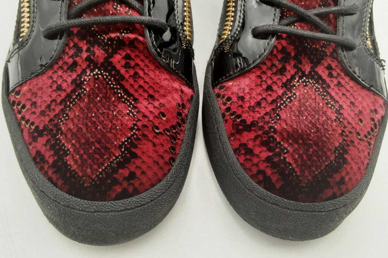 Giuseppe Zanotti Frankie Ramses Amaranto Reptile Print Velvet Sneakers Eb0425lrxsa