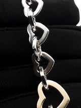 Tiffany & Co. Two-tone Heart Link Bracelet In Sterling Silver & 18k Yellow Gold 34.8 Grams 7.5 Inch Fw0726lrzdu