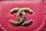 Chanel Fuchsia Quilted Caviar Flap Card Holder Eb1225wxzde
