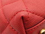 Chanel Coco Large Red Quilted Caviar Leather Top Handle Bag Do0825rzxzde