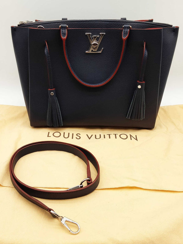 Louis Vuitton Lockmeto Marine Blue Rouge Red Leather Tote Bag Do1224exzde