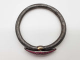 Rubies Gunmetal Plated 14k Yellow Gold 7.1g Lips Mesh Bracelet Do1225cxzde