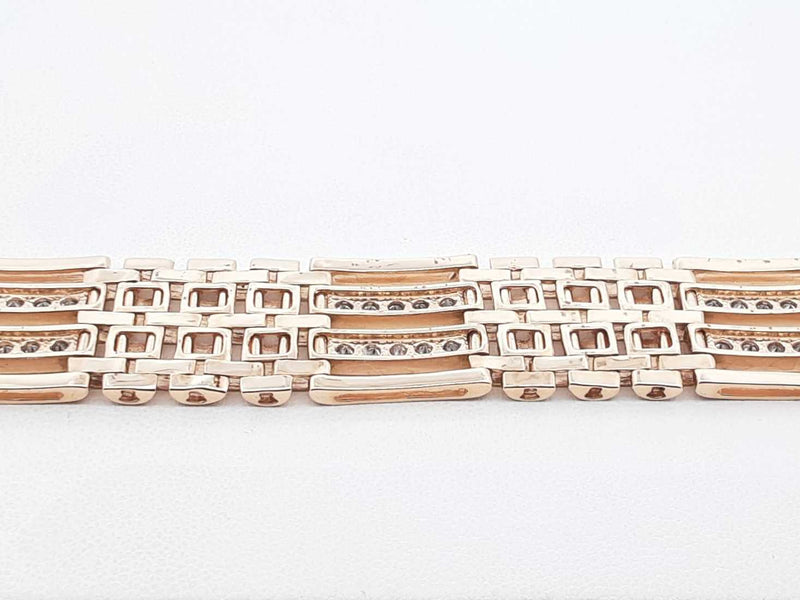 1.80 Cttw Diamond & 14k Gold Alternating Link Bracelet 48g 8.5 Inch Fworzxdu