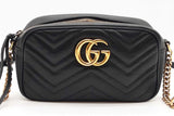 Gucci Black Quilted Chevron Leather Marmont Camera Crossbody Bag Eb1026oxzde