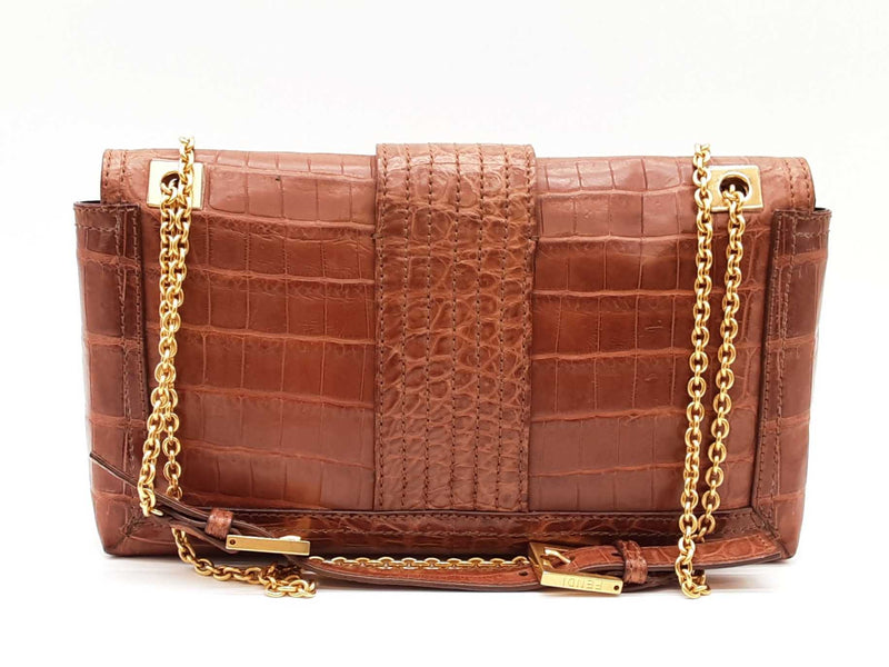 Fendi Baguette Maxi Crocodile Embossed Chain Handbag Sd0325izxzde