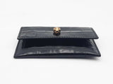 Alexander Mcqueen Black Embossed Croc Calfskin Trifold Wallet Sd0825rzsa