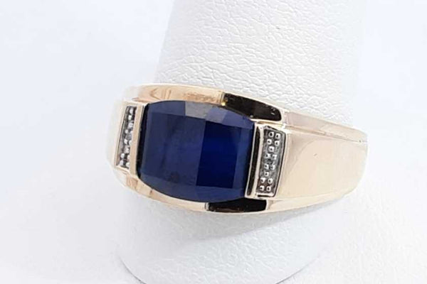 Blue Gemstone Ring In 10k Yellow Gold 4.8 Grams Size 10.5 Eb1024crsa