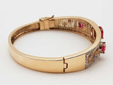 Synthetic Rubies 10k Yellow Gold 23.0g Bangle Bracelet 6.5 In Do0325sxzde