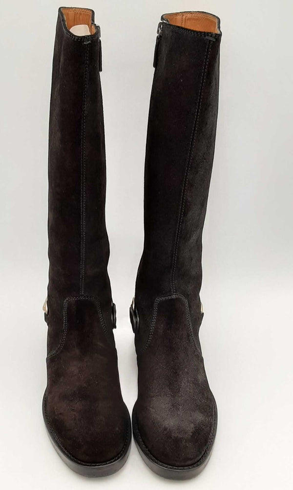 Gucci Chocolate Brown Suede Horsebit Riding Boots Size 36.5 Eb0523wxzsa