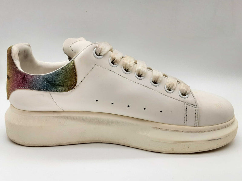 Alexander Mcqueen Oversized White Leather Rainbow Glitter Shoes Eu 41 Do0125crde