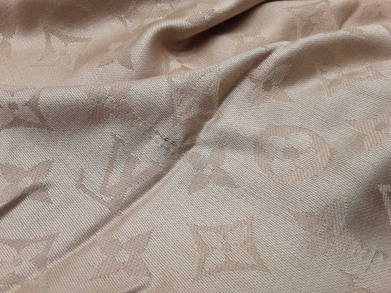 Louis Vuitton Beige Gray Silk Wool Monogram Shawl Do0325orxde