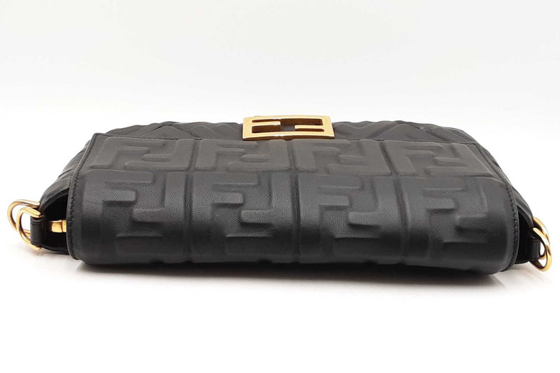 Fendi Black Leather Baguette Shoulder Bag Eb1025cxzdu