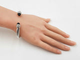 David Yurman Cable Classic 7mm Cuff Bracelet In Onyx, Diamonds, & Sterling Silver 42.6 Grams 7 Inch Fw0726orzdu