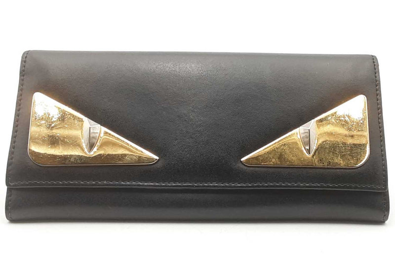 Fendi Monster Black Leather Wallet Eb0824lxzsa