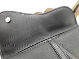 Christian Dior Black Grained Leather Saddle Bag Do0725loxzde