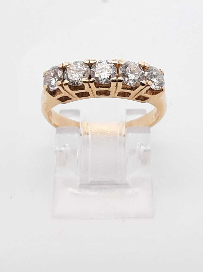 0.75 Cttw Five Stone Diamond & 14k Yellow Gold Ring 3.4 Grams Size 6 Fw0625ozxdu