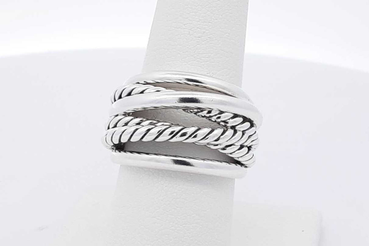 David Yurman 925 Sterling Silver Crossover Ring 13.6 Grams Size 7