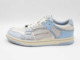 Amiri Skel Low Top Sneakers In White & Powder Blue Leather Size 11 Fw0625lxzdu