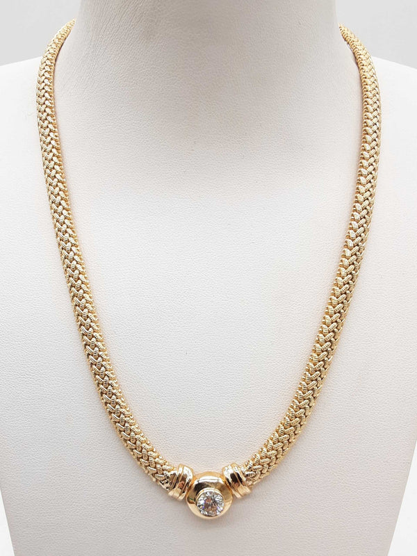 1.10 Carat Diamond 14k Yellow Gold 40.1g Woven Necklace 16.5 In Do0725wixzde