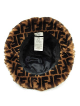 Fendi Zucchino Ff Brown Shearling Fur Bucket Hat Do0326orxde