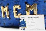 Mcm Stark Visetos Studded Blue Leather Backpack Sd0426orzdu