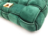 Bottega Veneta Padded Chain Cassette Bag In Emerald Green Suede Fw0926eordu
