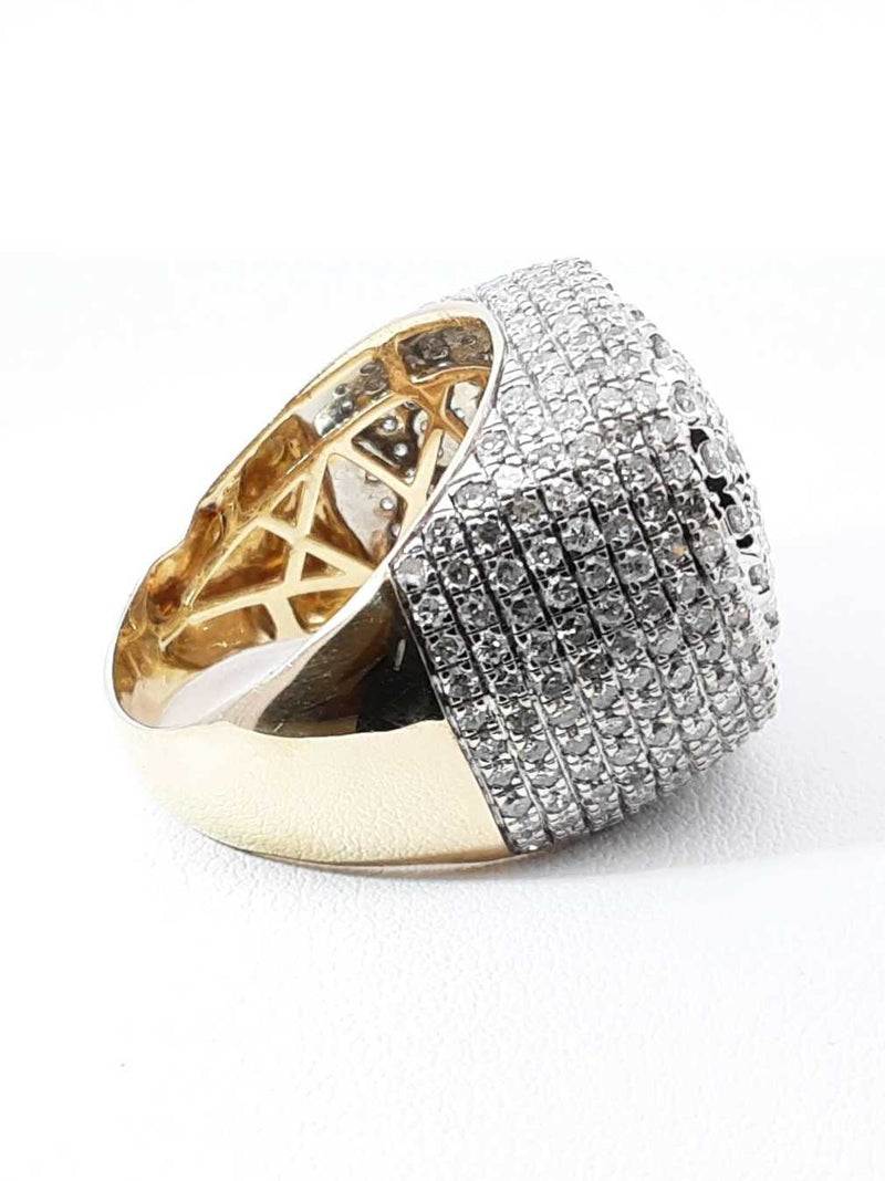 3.28 Cttw Diamond &14k Yellow Gold Pavé Dome Ring 12 Grams Size 9.5 Fw0925icrdu