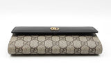 Gucci Marmont Wallet With Chain In Gg Supreme Canvas & Black Leather Fw1125pxzdu
