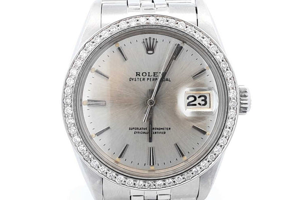 Rolex Oyster Perpetual 34mm Stainless Steel Watch With Diamond Bezel Eb524leposa