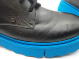 Off-white Black Leather Sponge Derby Shoes With Blue Soles Size 46 Eb0925lxzde