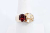 14k Yellow Gold Nugget Ring With Red Gemstone 6.5 Grams Size 7.5 Eb0824oexsa