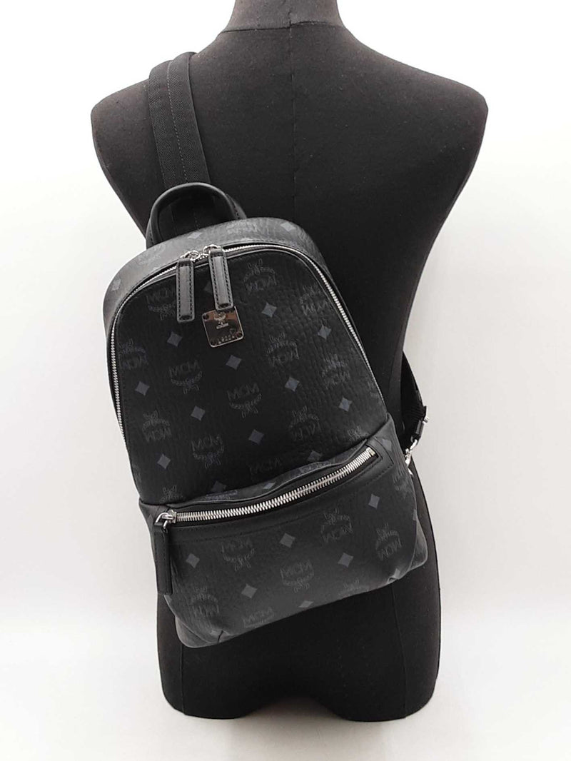 Mcm Klassic Small Sling Bag In Black Visetos Coated Canvas Fw0925wwxdu