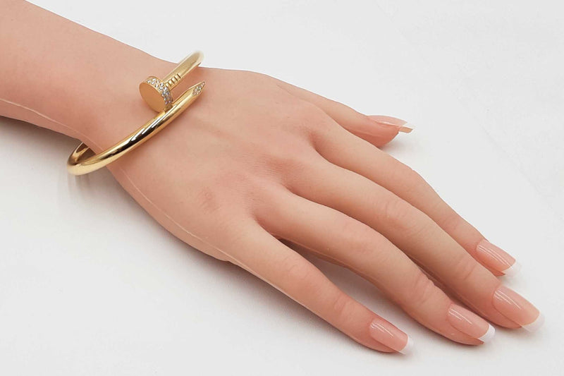 Cartier Juste Un Clou Diamond & 18k Gold Bracelet 48.8 Gm Size 19 Fw0925lzxzxdu