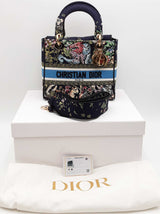 Christian Dior Lady Dior D Lite Embroidered Canvas Top Handle Bag Eb0926loxzsa