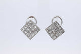 3.2cttw Princess Cut Diamond Stud Omega Back Earrings 14k White Gold Eb0426ixzdu