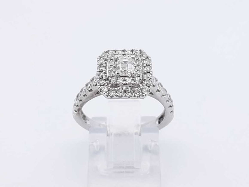 1.32 Cttw Diamond & 14k White Gold Double Halo Ring 4.1 Gram Sz 6.75 Fw0725pzxdu