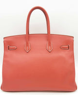 Hermes Birkin 35 Sanguine Red White Clemence Palladium Handbag Do0623esxzde