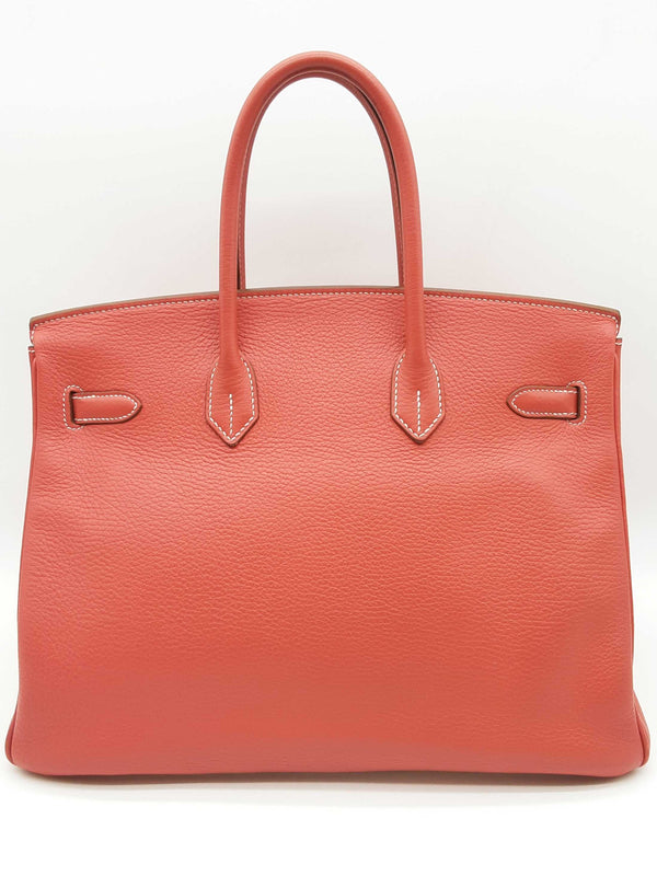 Hermes Birkin 35 Sanguine Red White Clemence Palladium Handbag Do0623esxzde