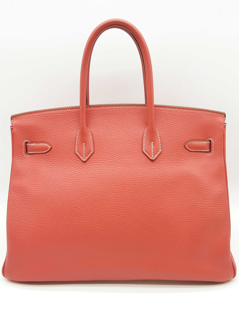 Hermes Birkin 35 Sanguine Red White Clemence Palladium Handbag Do0623esxzde