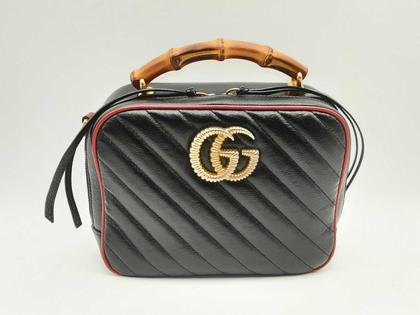 Gucci Matelassé Leather Gg Marmont Bamboo Top Handle Bag Fw1224lxzsa