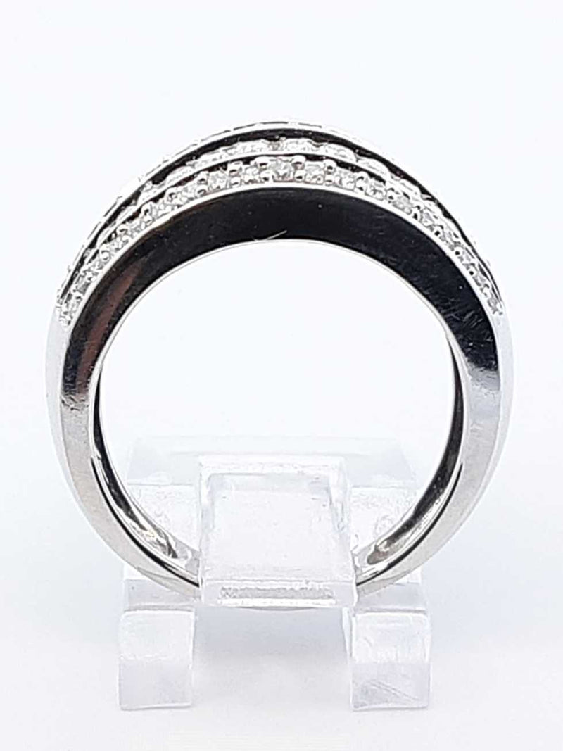 1.10 Cttw Diamond & 14k White Gold Five-row Ring 6.2 Grams Size 6.5 Fw0925pordu