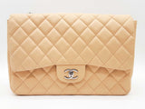 Chanel Classic Single Flap Jumbo Beige Quilted Leather Shoulder Bag Do0125rxzxde